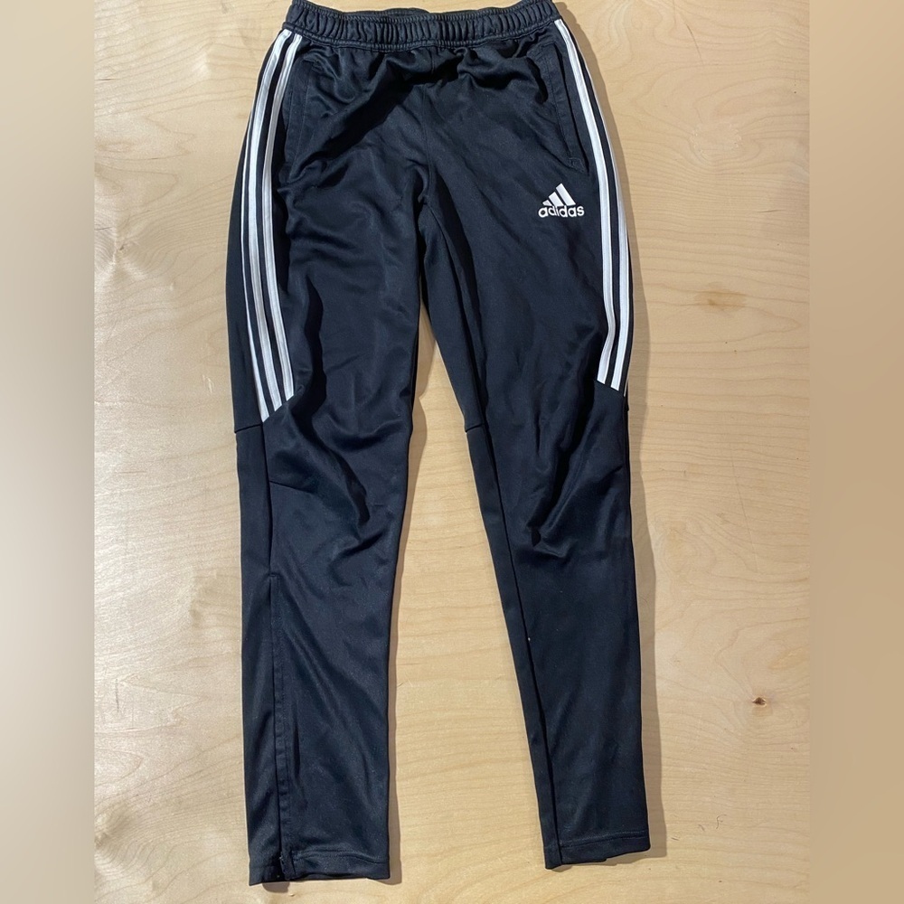 Adidas Kids Climacool Black Joggers with White Stripes Large (PF)